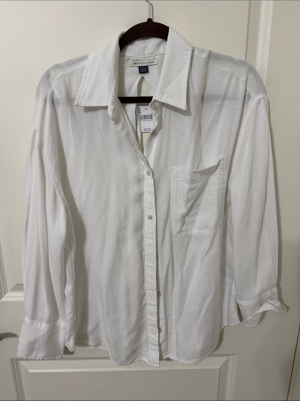 American Eagle Outfitters White Casual Button-Down Shirt